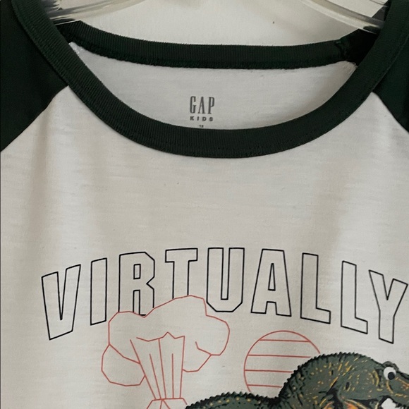 GAP Kids Virtually Jurassic Dinosaur Long Sleeve Tee - Green and White - Picture 5 of 7